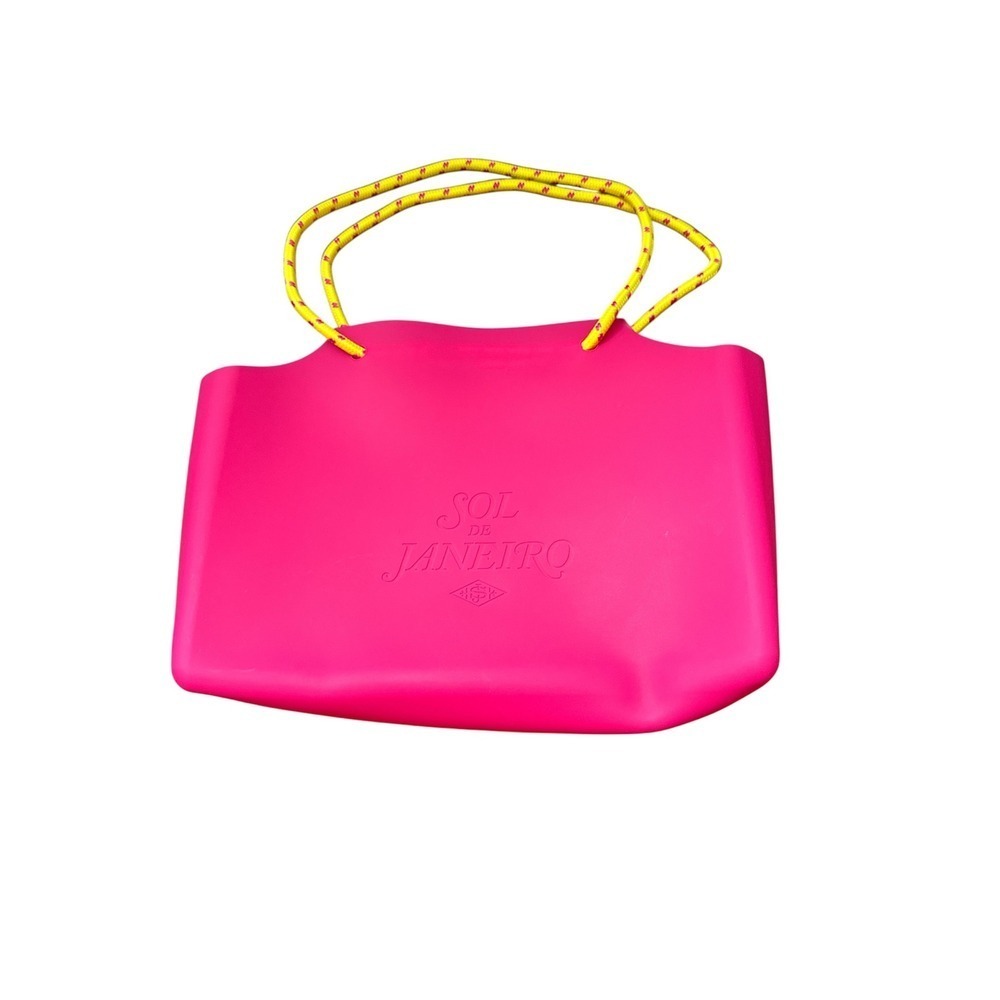 Sol de Janeiro Neon Pink Rubber Beach Tote Bag Rope Handles Waterproof Silicone